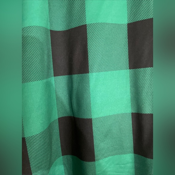 Plus Size Green Flannel Lace Top XL Long Sleeve Top Shirt Blouse - Picture 4 of 5